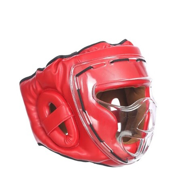 Шлем для единоборств с пластиковой маской ISA  красный