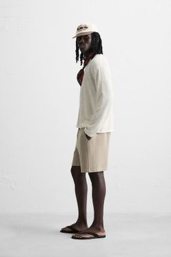 ZARA ШОРТЫ-ДЖОГГЕРЫ СВОБОДНОГО КРОЯ С ЭФФЕКТОМ ПОТЕРТОСТИ, КАМЕННО-СЕРЫЙ