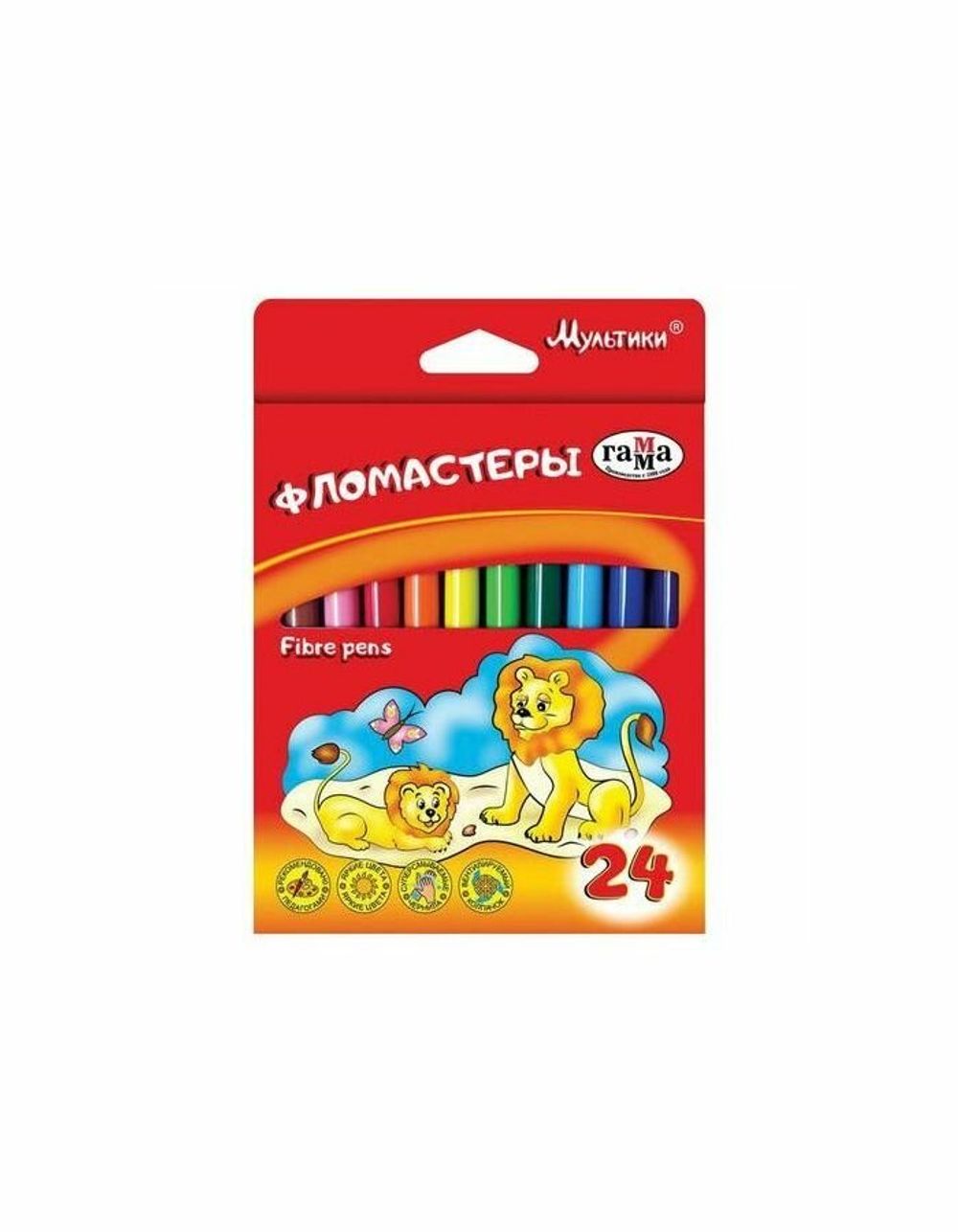 Фломастеры ГАММА "Мультики", 24 цвета, вентилируемый колпачок, картонная упаковка, 180319_07
