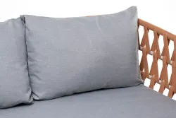 "Диего" диван 2-местный плетеный из роупа, каркас алюминий светло-серый (RAL7035) муар, роуп оранжевый меланж круглый, ткань светло-серая