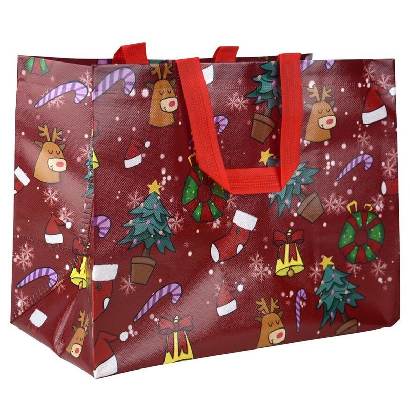 Сумка новогодняя Казахстан 33*25*17 см  шоппер Бордовый  12 шт/уп