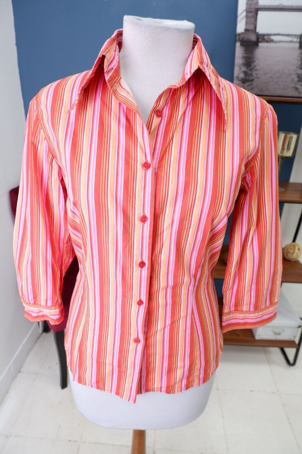 Рубашка Zara в полоску 46 размер