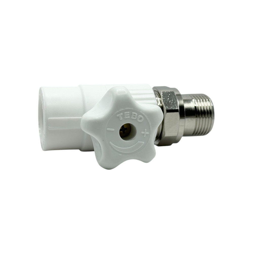 Кран шаровой прямой радиаторный полипропиленовый TEBO 25x3/4"