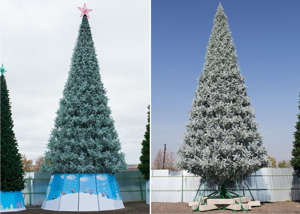 Уличная елка ствольная "Альпийская изумрудная" (пвх бело-зелёная) 3 м