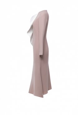 Платье-футляр из крепа с юбкой гаде бежевое 08-03-23 FW