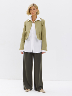 Широкие демисезонные брюки-палаццо со складками