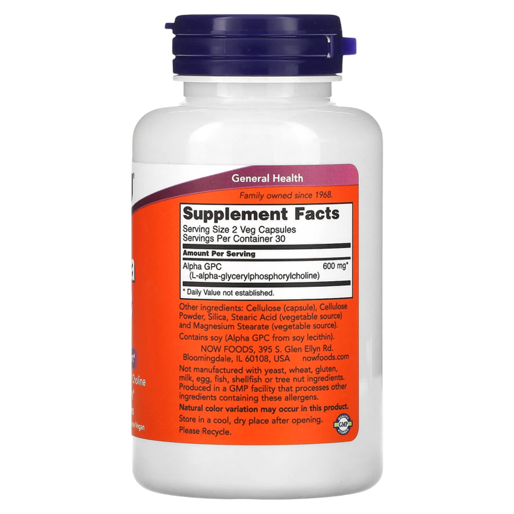 Now Foods Alpha GPC 300 mg 60 Veg Capsules , Альфа-ГФХ