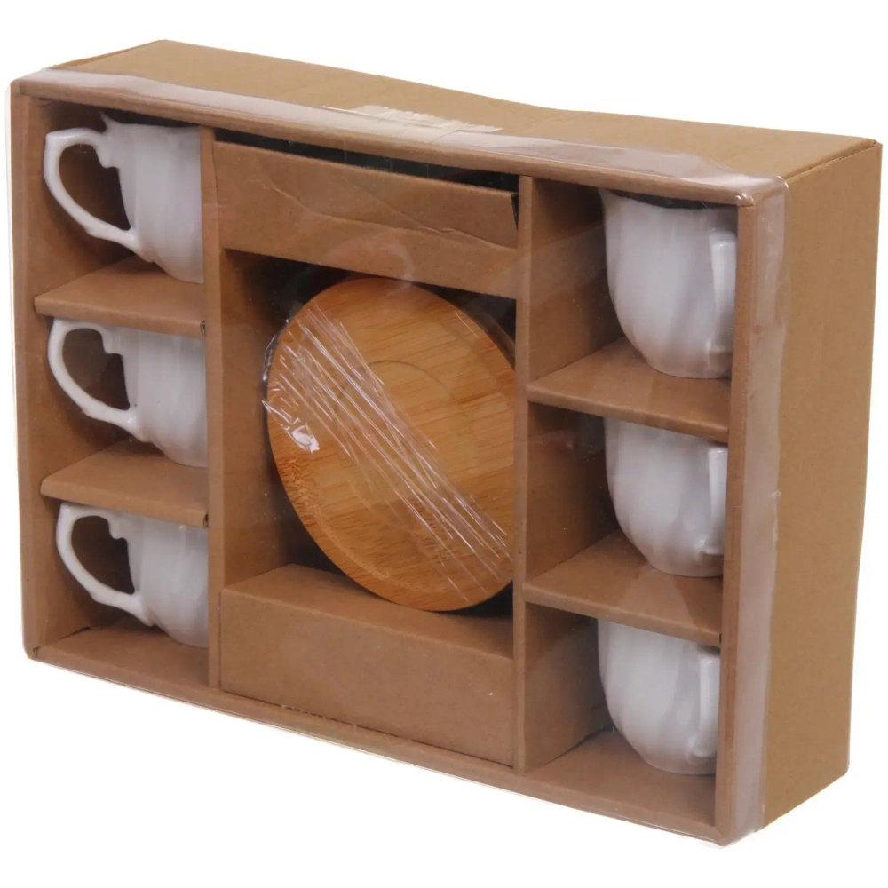 Кофейный набор 12 предметов «White magic» (6 кружек 90мл+6 блюдец), волна