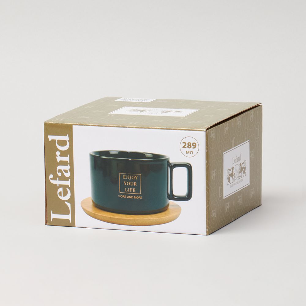 ЧАЙНАЯ ПАРА LEFARD BLACK 300 МЛ С БАМБУКОВЫМ БЛЮДЦЕМ