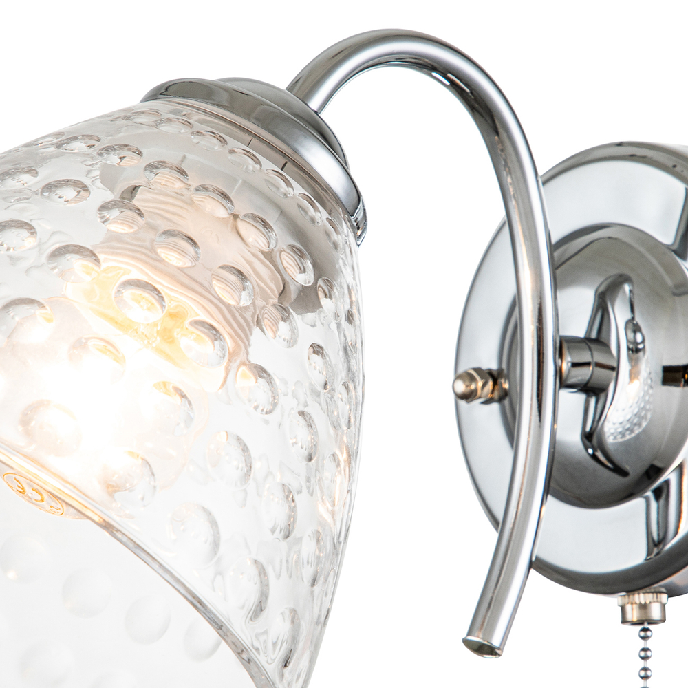 Настенный светильник 1x40Вт E27, металл/стекло, хром