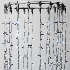 Светодиодный занавес 2*2 м., 400 LED, холодно белый, статика, черный провод каучук, LTC (ECO402-1-2W)