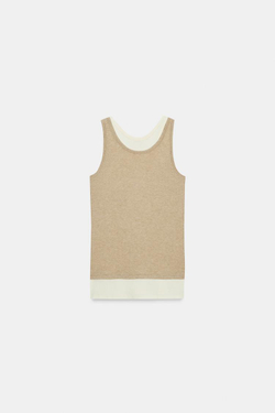 ZARA ТОП С ДВОЙНЫМИ БРЕТЕЛЯМИ, ЭКРЮ/БЕЖЕВЫЙ