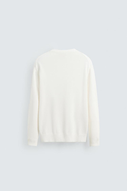 ZARA ДЖЕМПЕР ИЗ ХЛОПКА И КОНОПЛИ, ЖЕЛТОВАТО-БЕЛЫЙ