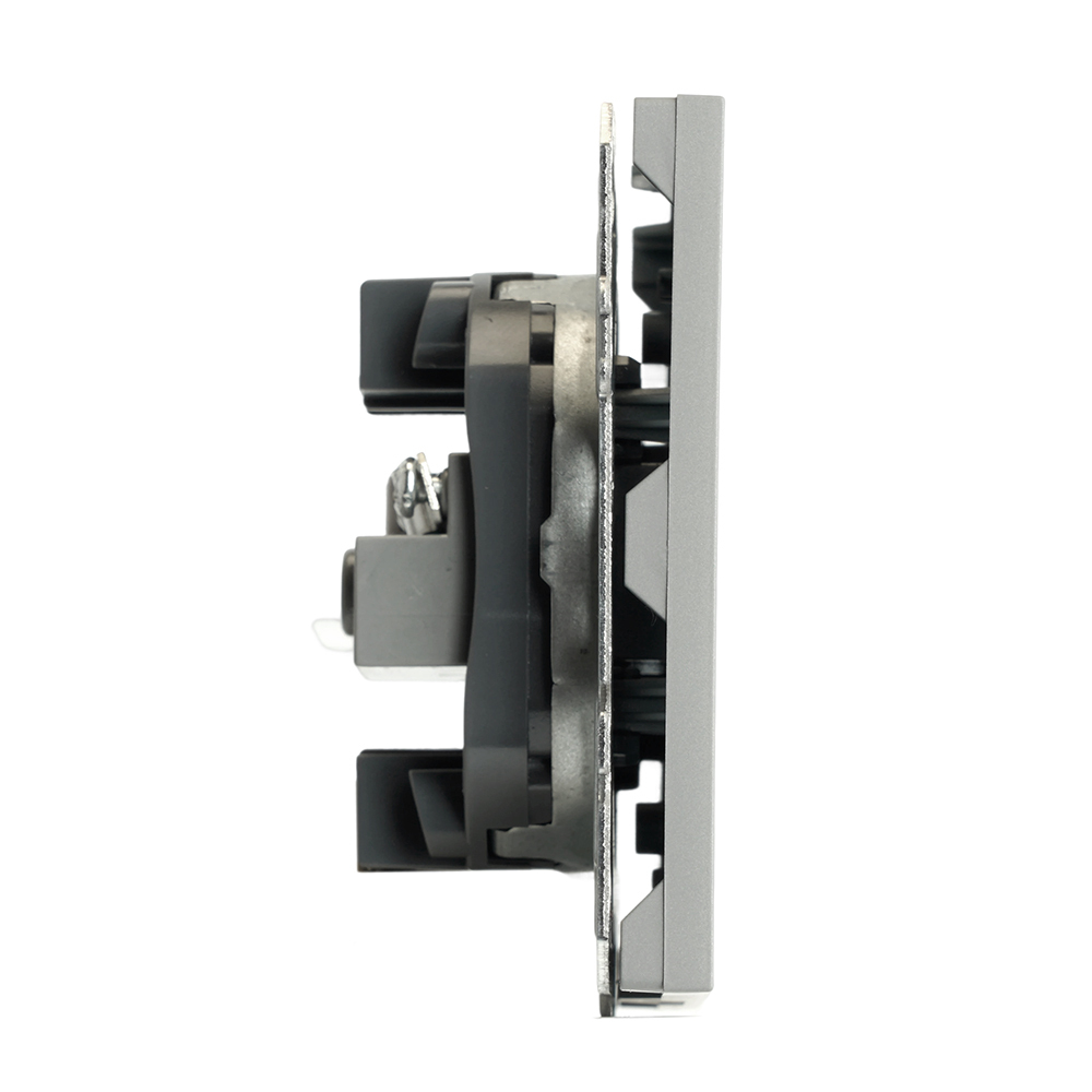 Розетка TV + компьютерная RJ-45 (механизм), STEKKER, серия Эмили, RST00-5106-10, платиново-серый, soft touch 49950