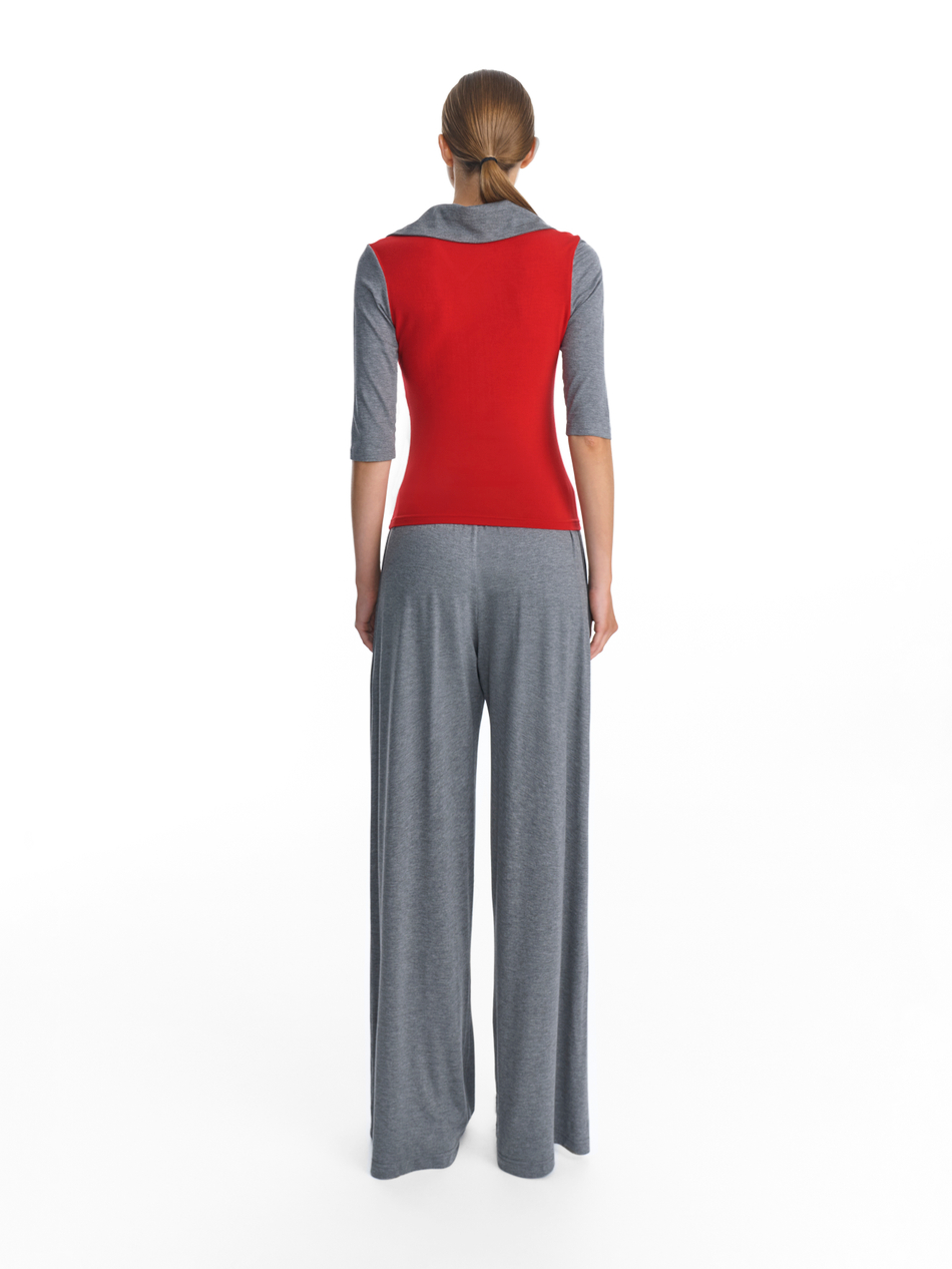 Прямые брюки из трикотажа серые