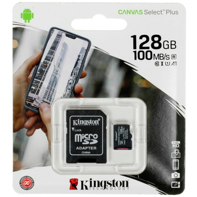 Карта памяти Kingston 128GB MicroSDXC UHS-I с адаптером