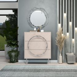 Комод Арт Колор leaves с 3-мя ящиками Стайл Сильвер Серый агат