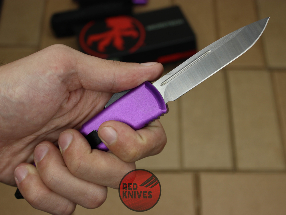 Нож Microtech UTX-85 S/E - фиолетовая рукоять, стандартный клинок, сатин + запчасти RK-397