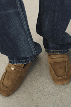 ZARA ЗАМШЕВЫЕ МЮЛИ-ЛОФЕРЫ, ТЕМНЫЙ РЫЖЕВАТО-КОРИЧНЕВЫЙ