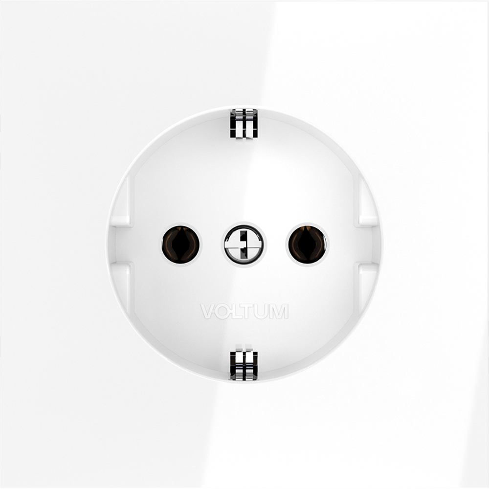 Розетка встраиваемая с заземлением 16А, (белый глянцевый) Voltum S70 VLS040101