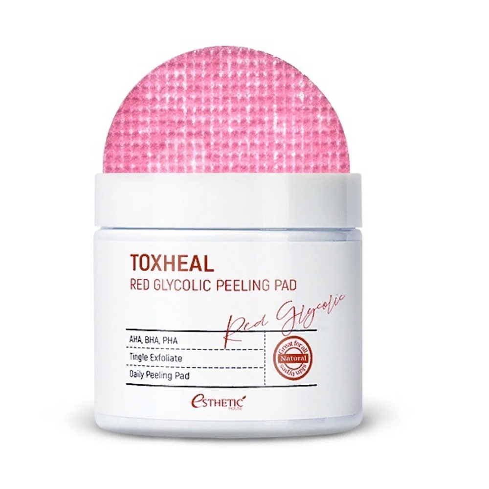 [ESTHETIC HOUSE] Пилинг-подушечки МИНДАЛЬНЫЕ Toxheal Red Glyucolic Peeling Pad, 100 мл (100 шт)