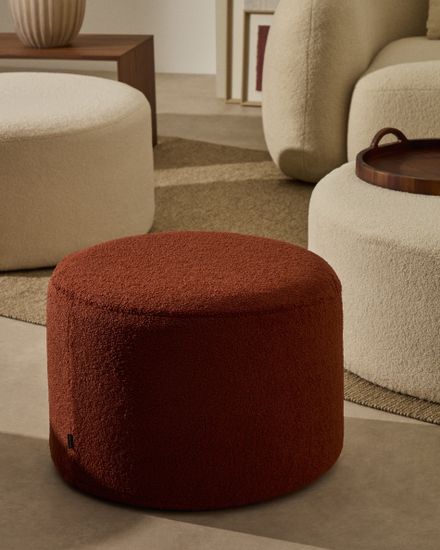 Kaeli Пуф для ног со съемным чехлом из терракотового букле Ø 60