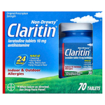Claritin, Non-Drowsy, лоратадин в таблетках, 10 мг, 70 таблеток