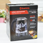 Чайник электрический 1,8л Sakura SA-2734C, стеклянный с точечной подсветкой