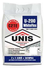 Клей UNIS U-200 WHITEFLEX С2ТЕ для керамогранита крупного формата белый  5 кг
