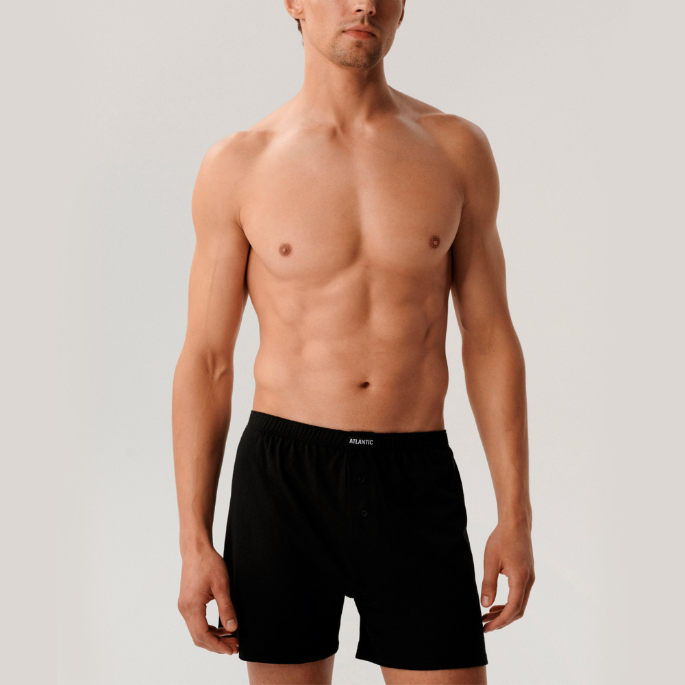 Мужские трусы боксеры черные набор 2в1 ATLANTIC Basic Man 2BMB-003