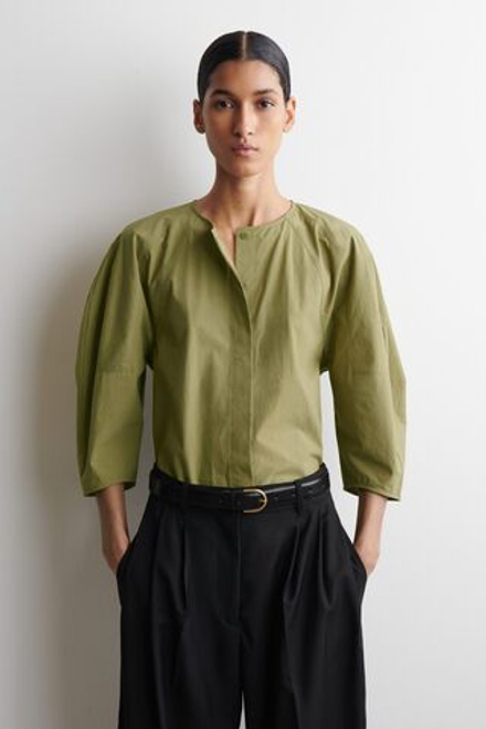 COS Блузка из искусственного поплина, зеленый