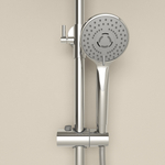 Душевая стойка Sancos Teo с термостатом, изливом и полкой, хром, SC11002CH