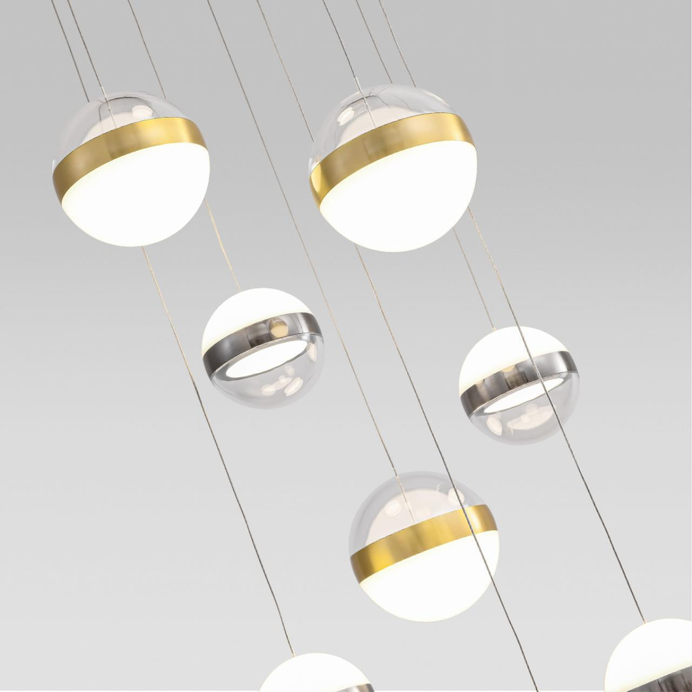 5037/84L L-VISION ODL24 511 ант.бронза/никель/прозрачн/молочный/металл/акрил Люстра каскадная LED 84W 4000K 4800лм RONI