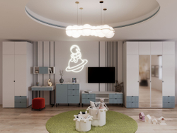 Шкаф для одежды, шкаф белый,синий, Окленд 79-658.2Т