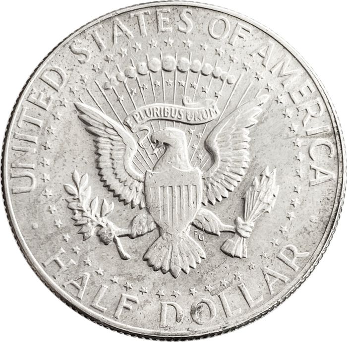 50 центов (1/2 доллара, half dollar) 1965-1969 США (Кеннеди)