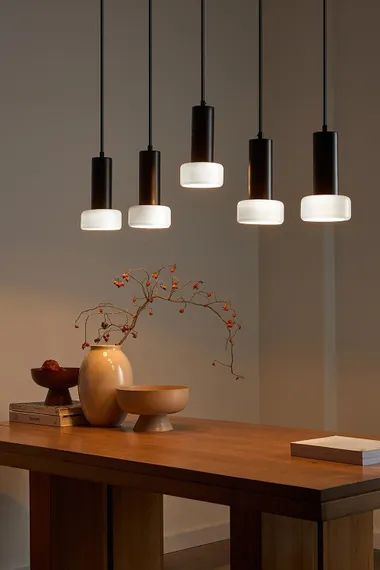 Светильник подвесной каскадный fungus, 106х14 см, белый/черный