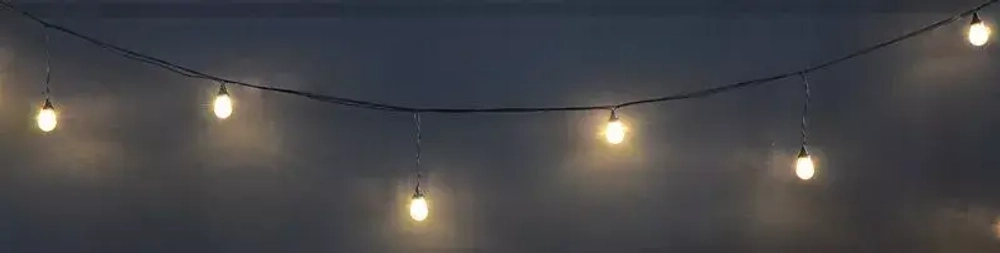 Ретро гирлянда Ламполайт 10 м., 220V, 20 ламп теплого белого свечения, черный провод, соединяемая, Rich LED (RL-i10*0.2-20S14-B/WW)