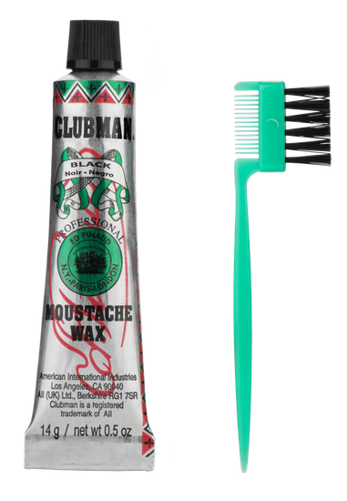 Clubman Moustache Wax Black Воск для укладки и подкрашивания бороды с щеточкой (черный),15 мл (W)