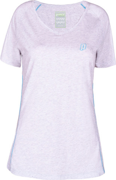 Женская теннисная футболка Prince V-Neck T-shirt - grey/azure