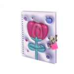 Блокнот в футляре, 19,5 см * 22,5 см, гребень, Alingar, мат.ламин, эффект 3D, ручка, замочек, клетка, 46 л., "Тюльпан"