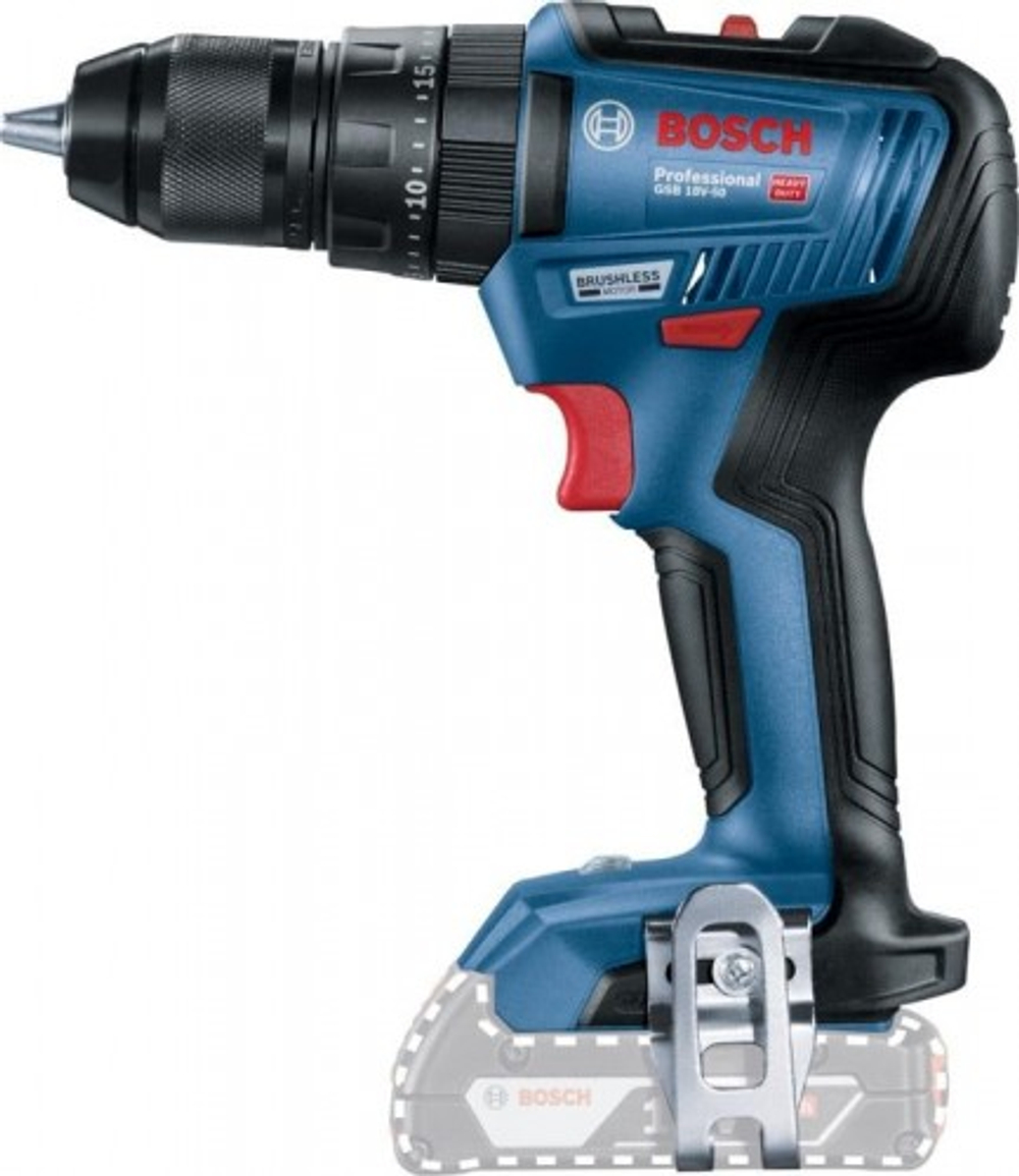 Дрель-шуруповерт аккумуляторная BOSCH GSB 18 V-50 ударная, без АКБ и ЗУ 06019H5106