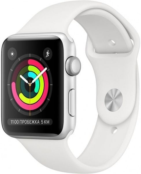 Apple Watch Series 3 38mm (Silver Aluminum Case with White Sport Band/ Серебристый Белый)