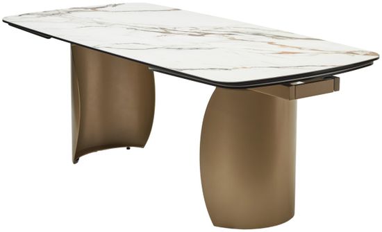 Стол BRONTE 200 раскладной KL-188 Контрастный мрамор матовый, итальянская керамика/ Шампань