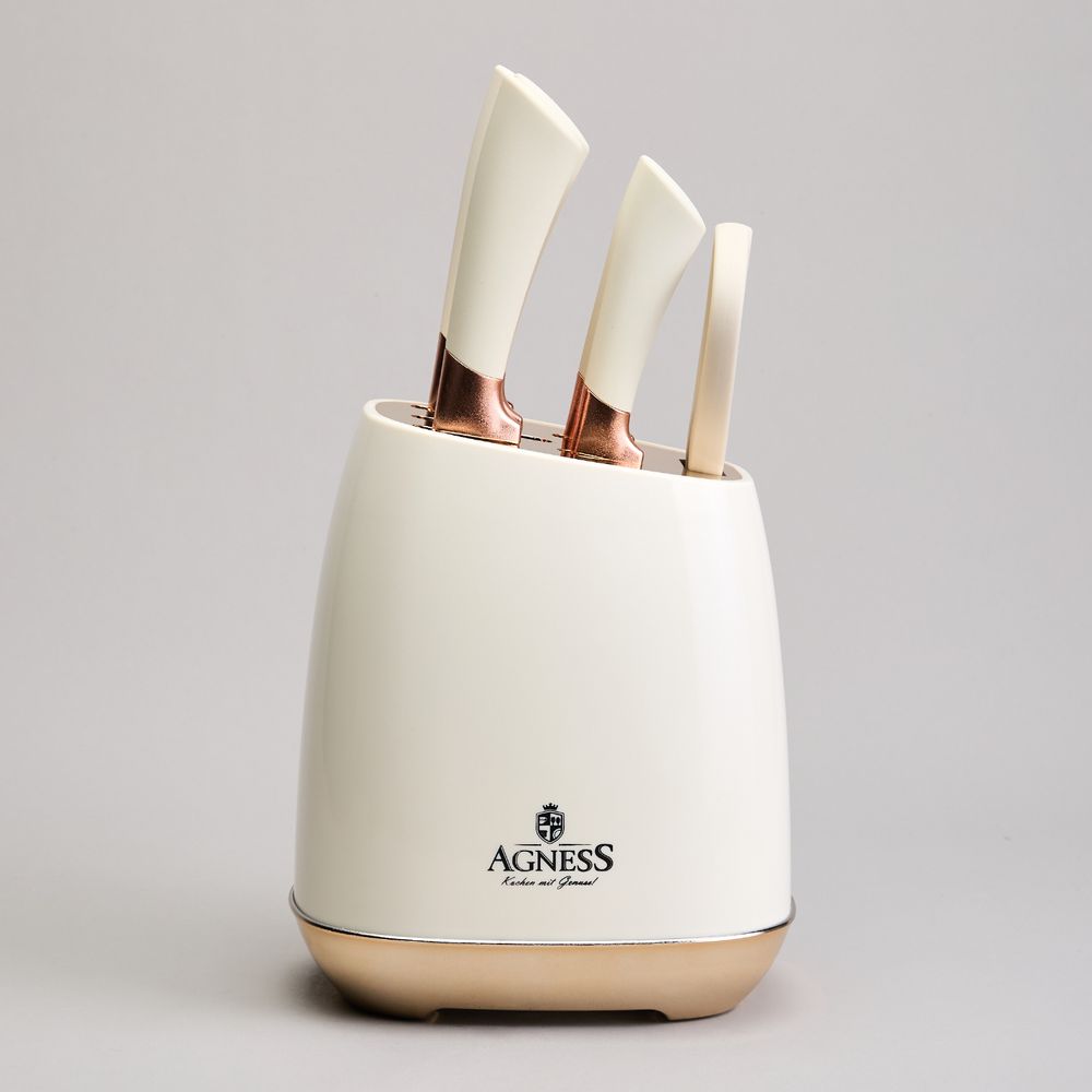 НАБОР НОЖЕЙ AGNESS НА ПЛАСТИКОВОЙ ПОДСТАВКЕ, 7 ПРЕДМЕТОВ