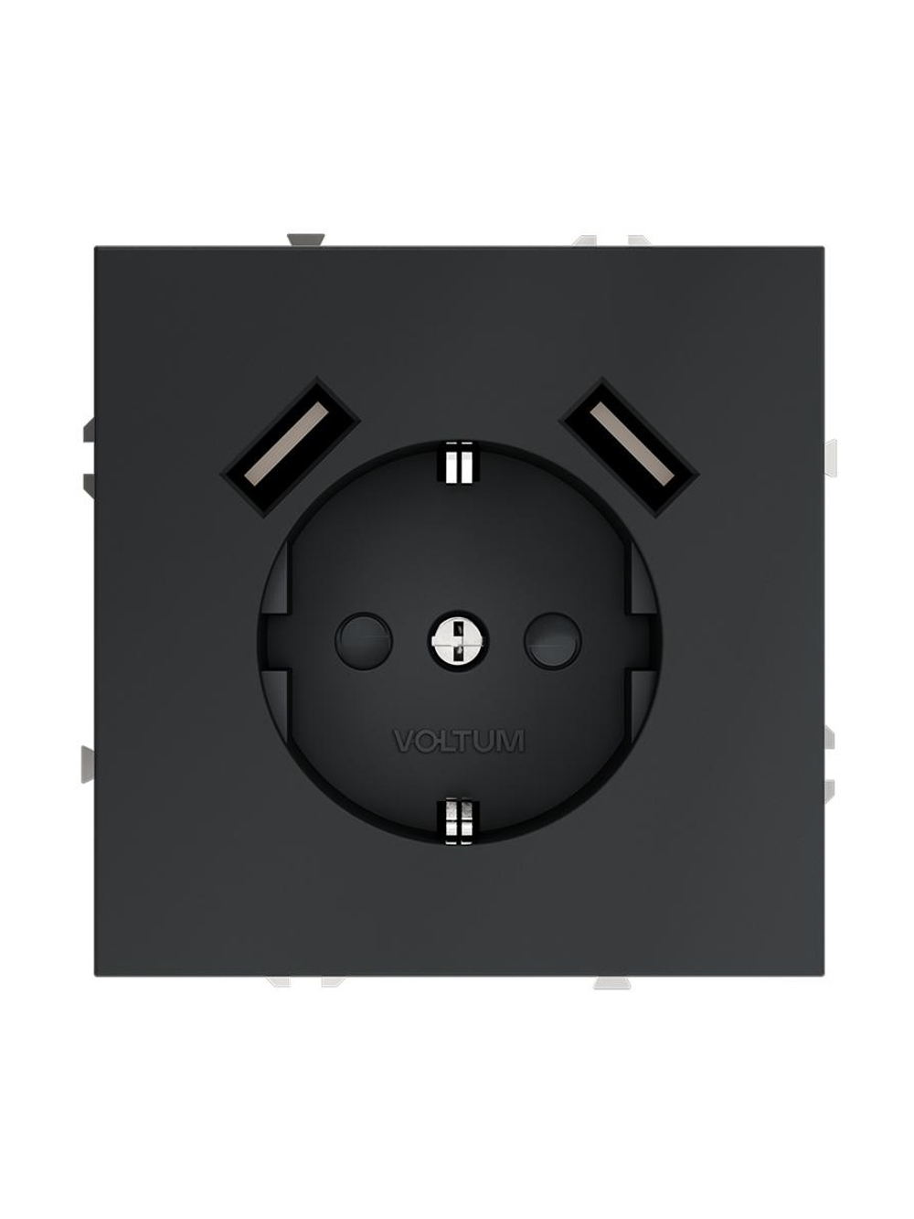Розетка 1-м СП S70 16А с USB A+A с заземл. защ. шторки механизм графит Voltum VLS040407