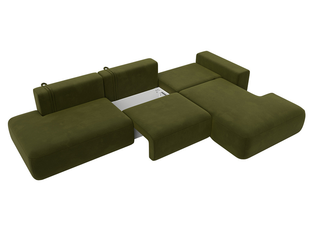 Диван угловой Лига-036 НПБ Модерн Лонг правый угол МИКРОВЕЛЬВЕТ Зеленый