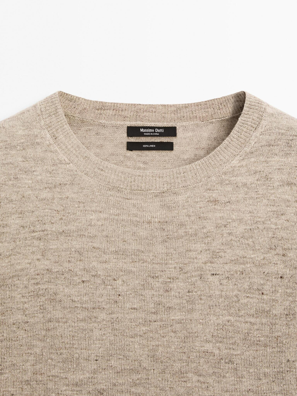 Massimo Dutti Свитер из 100% льна с меланжевым узором, серый