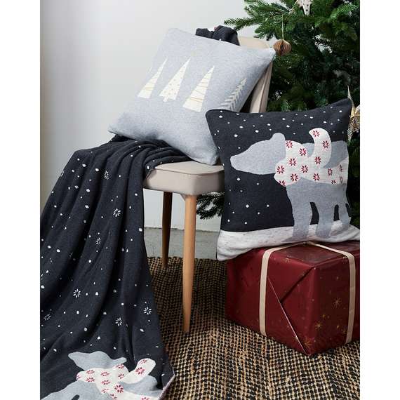 Плед из хлопка с новогодним рисунком &quot;Polar Bear&quot;, New Year Essential, 130х180 см