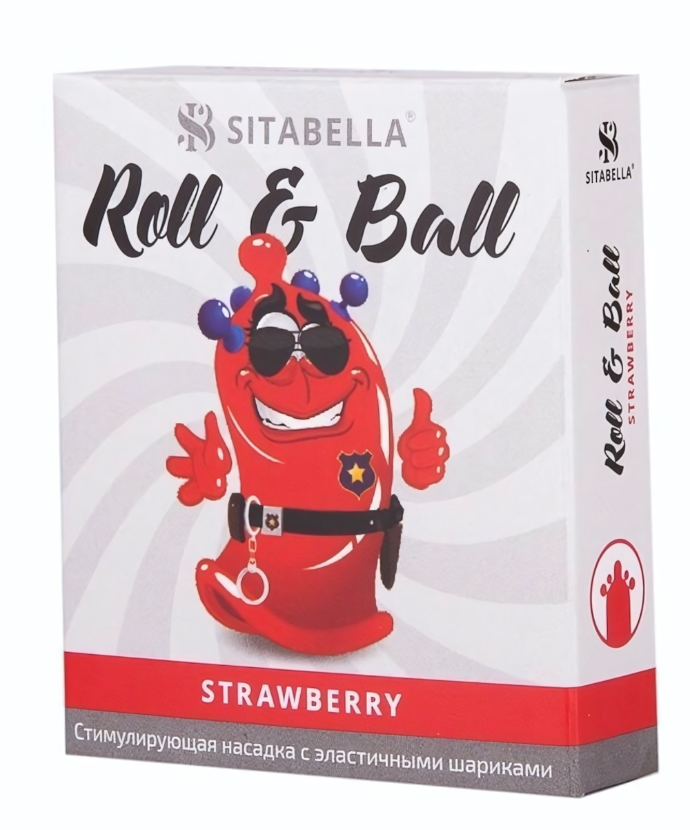 Стимулирующий презерватив-насадка Roll & Ball Strawberry (Цвет: прозрачный)
