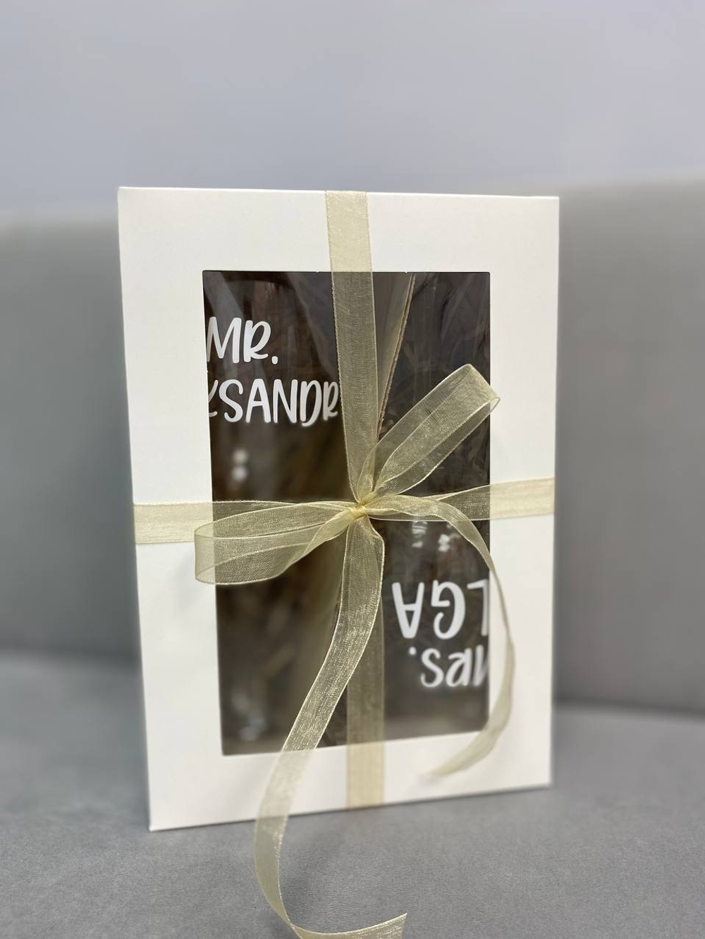 Набор парных именных бокалов в коробке на Свадьбу №3339